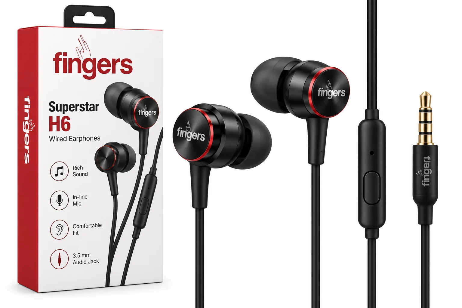WIRED EARPHONE-FINGERS SUPERSTAR H6