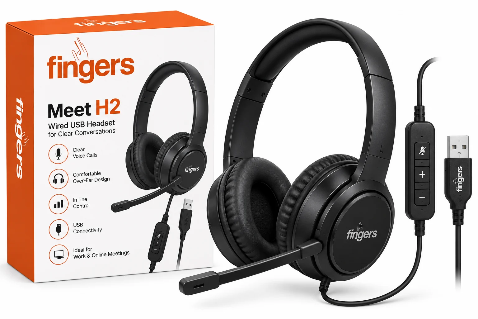 WIRED HEADSET FINGERS USB MEET H2
