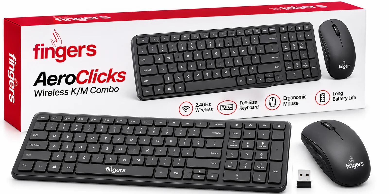 FINGERS AEROCLICKS WIRELESS K/M COMBO
