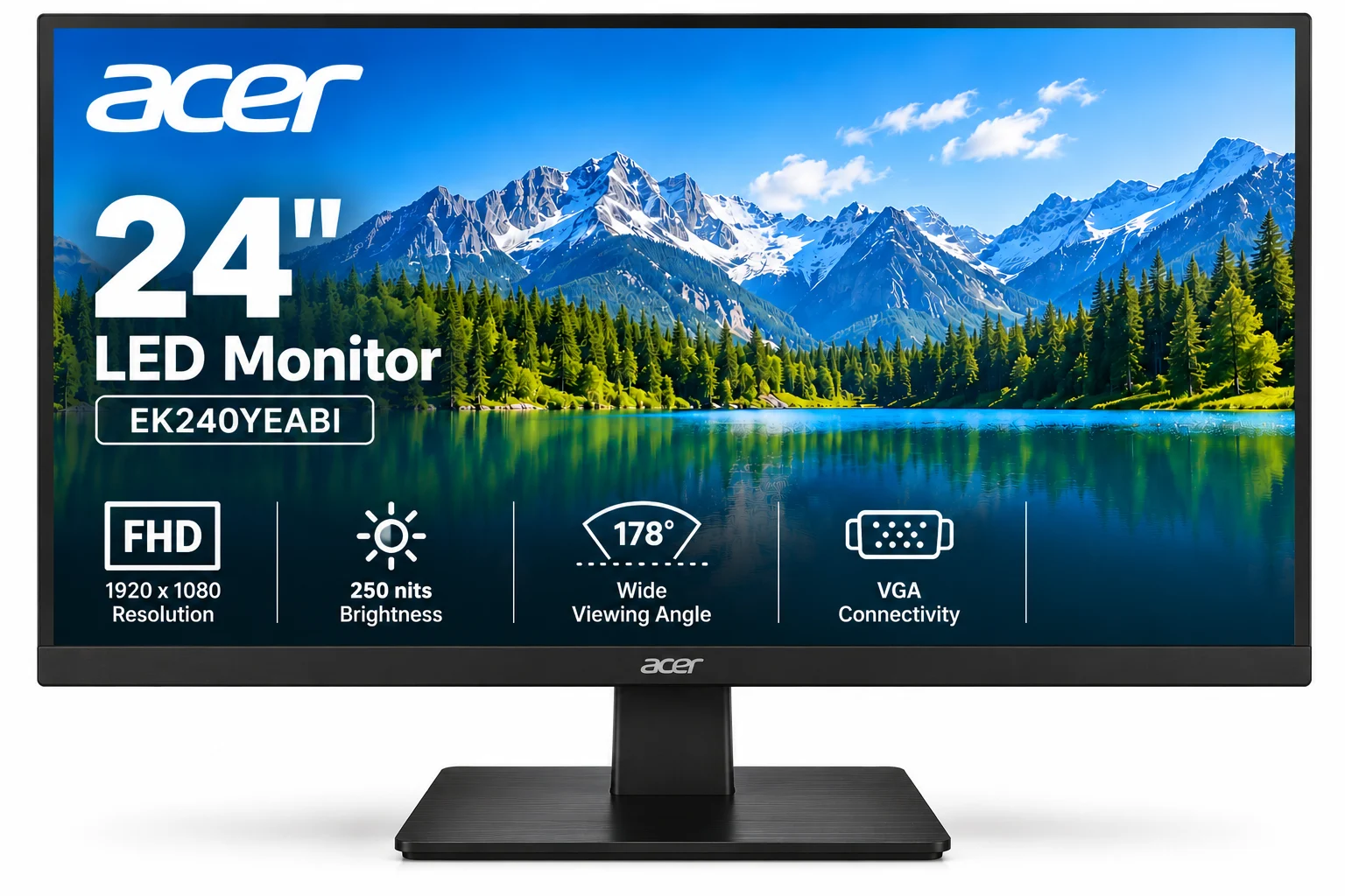 ACER 24" EK240YEABI 250NITS 1XVGA MONITOR