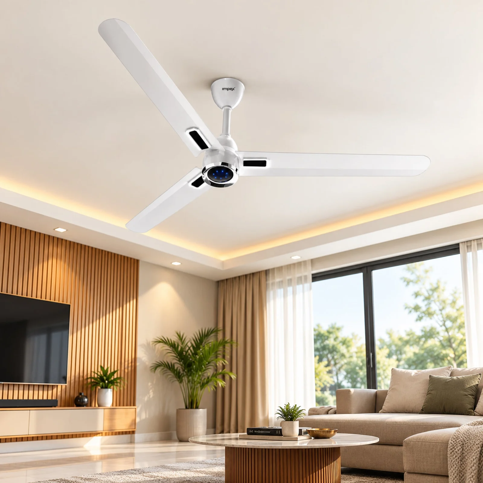 Impex Atom Glow White BLDC Ceiling Fan with Remote |5 Star Energy Rating |Smart Glow LED