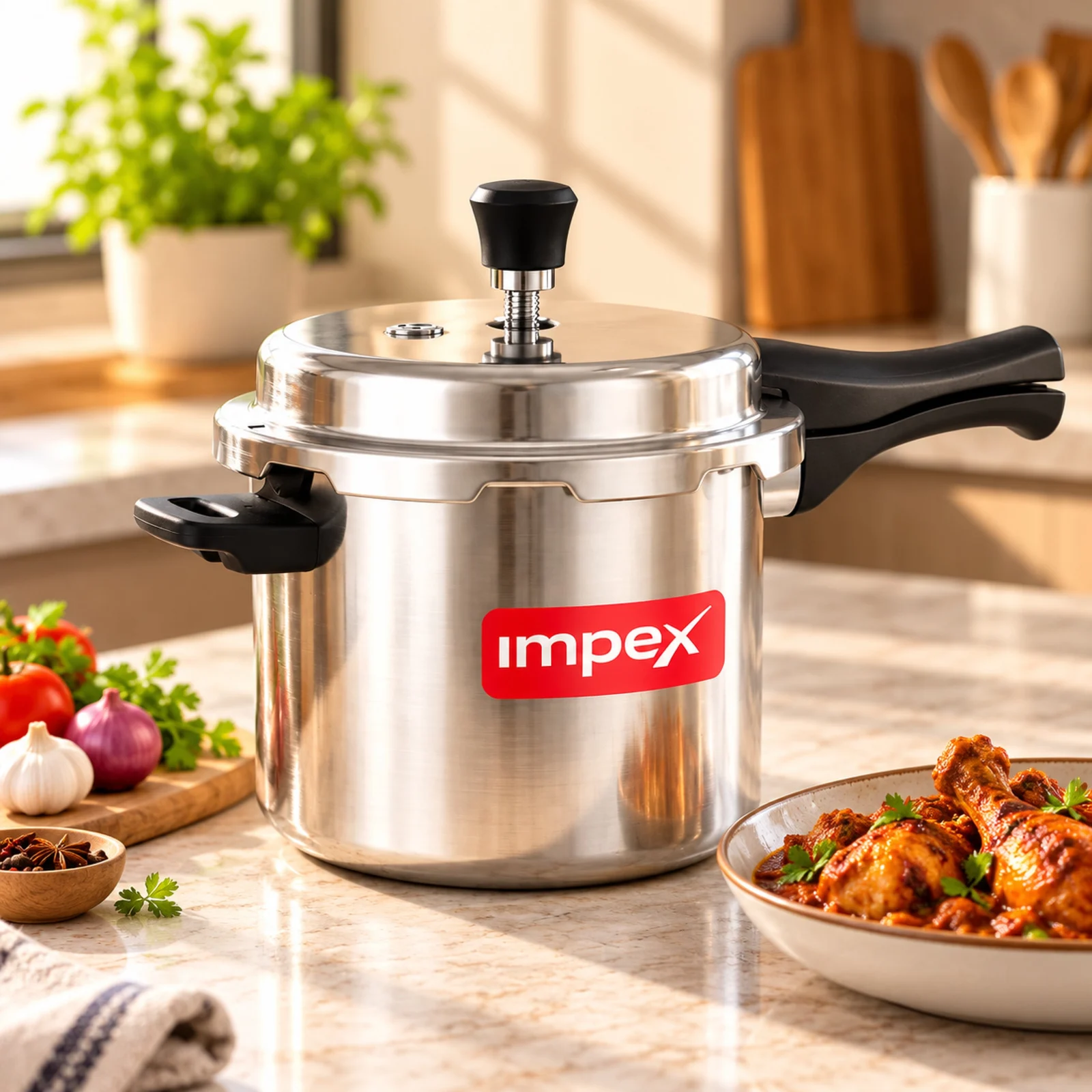 Impex ECO 7 Litre Aluminium Pressure Cooker | Gas & Induction Compatible | Fast Heating & Durable | 5 Year Warranty