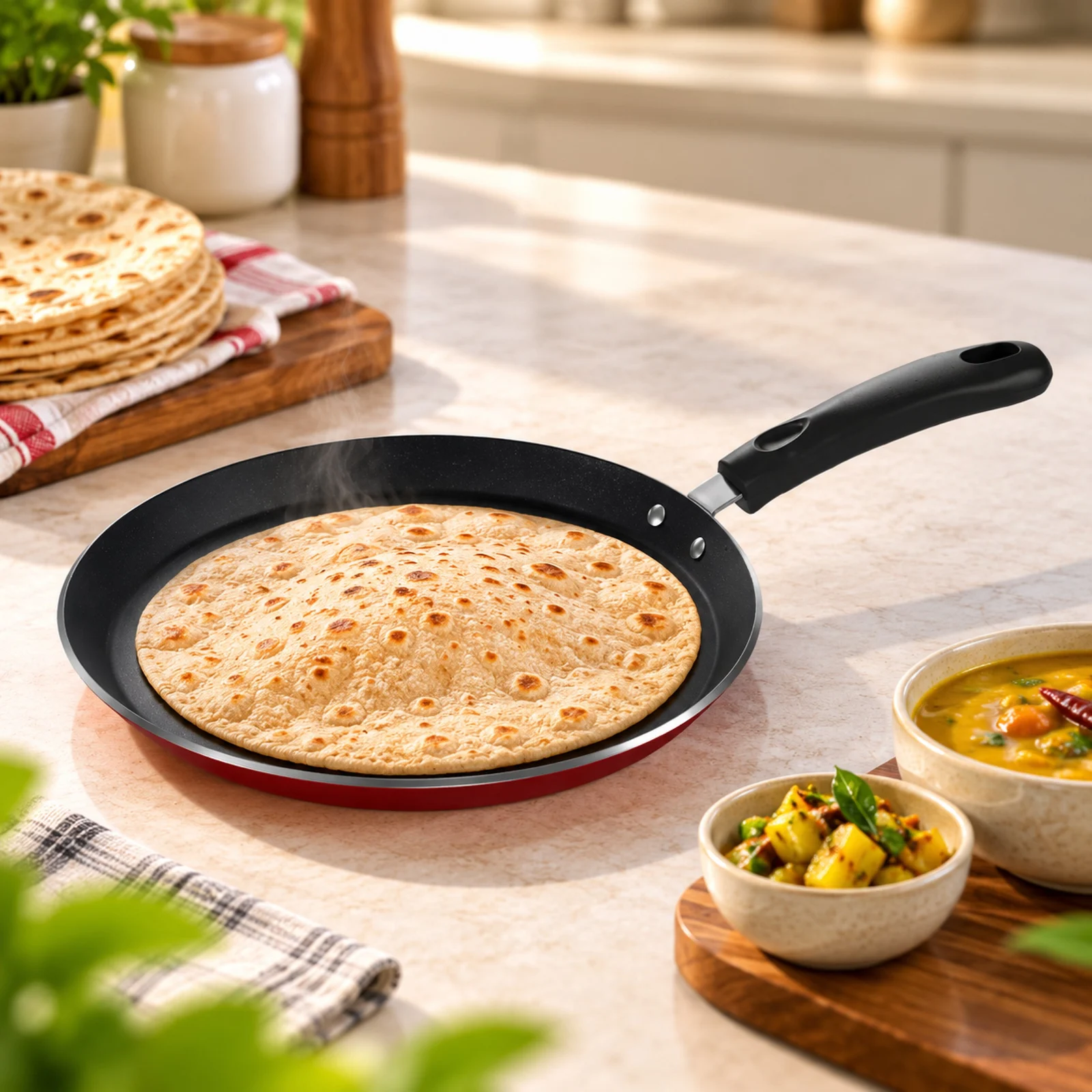 Impex ITP-2820 Induction Base Nonstick Aluminium Tawa Pan (28 cm,Maroon)