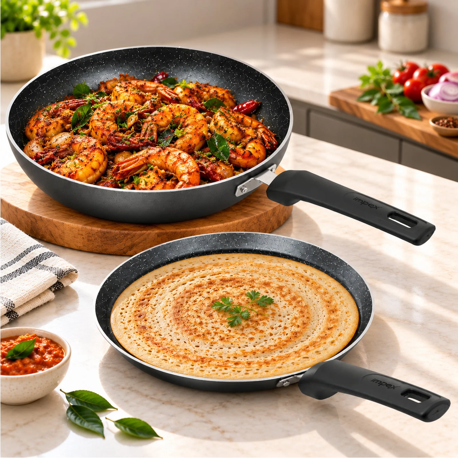 Impex 2 Piece Granite Cookware Set DELIGHT TF2624 | Non Stick | Non-Induction