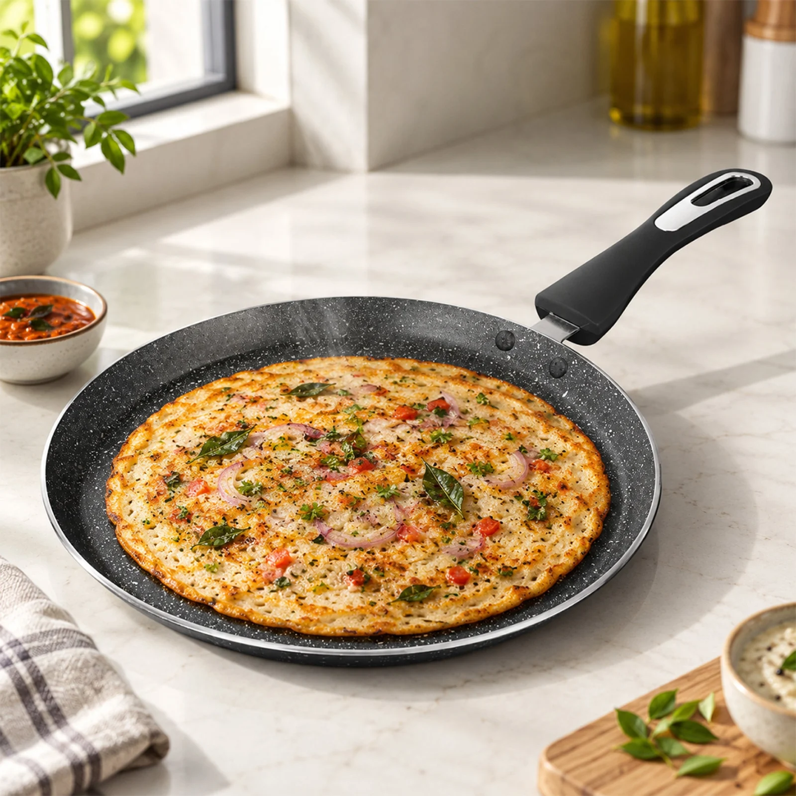 Impex MIGO Nonstick Granite Tawa Pan 26 cm | Induction & Gas Compatible | Pure Grade Aluminium | Chrome Plated Handle | 1 Year Warranty