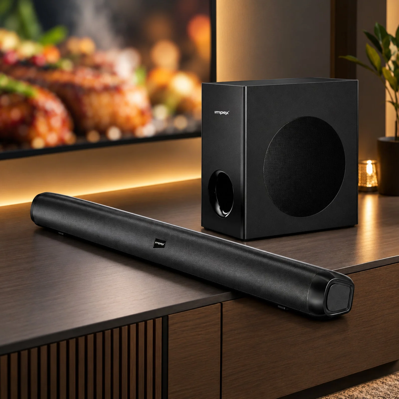 Impex Thunder Beat 3306 Soundbar | 100W Soundbar with Subwoofer | Bluetooth 5.3 | HDMI ARC | Optical | USB | Wall Mountable