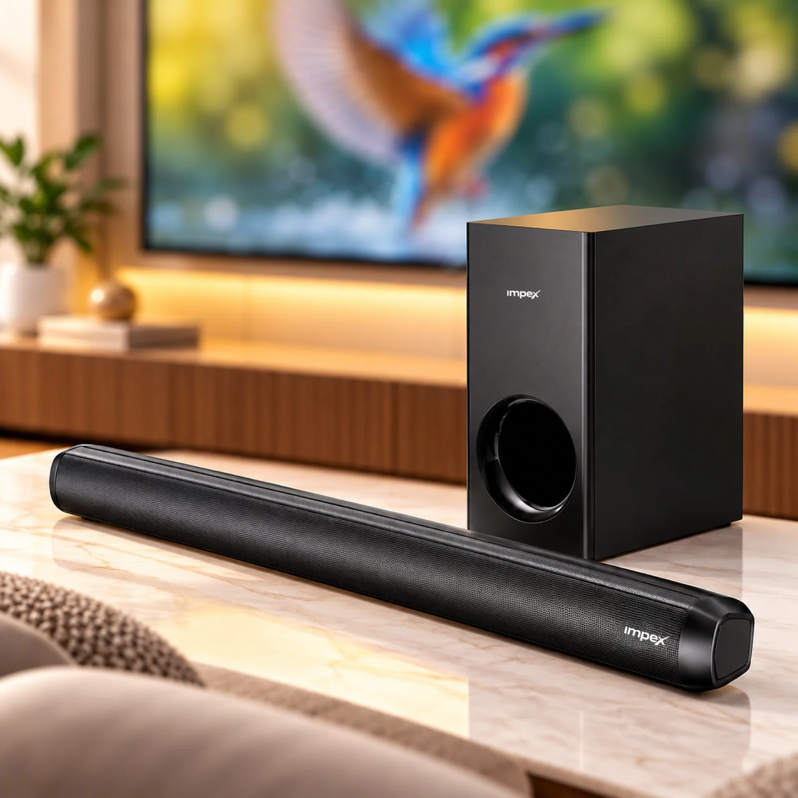 Impex Thunder Beat 3304 Soundbar | 80W Soundbar with Subwoofer | Bluetooth 5.3 | HDMI ARC | Optical | USB | Wall Mountable