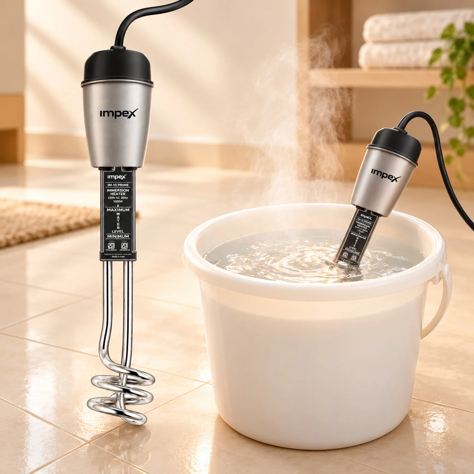 Impex IM1.0 PRIME 1000W Immersion Water Heater | Copper Heating Element | Shockproof | 2 Year Warranty