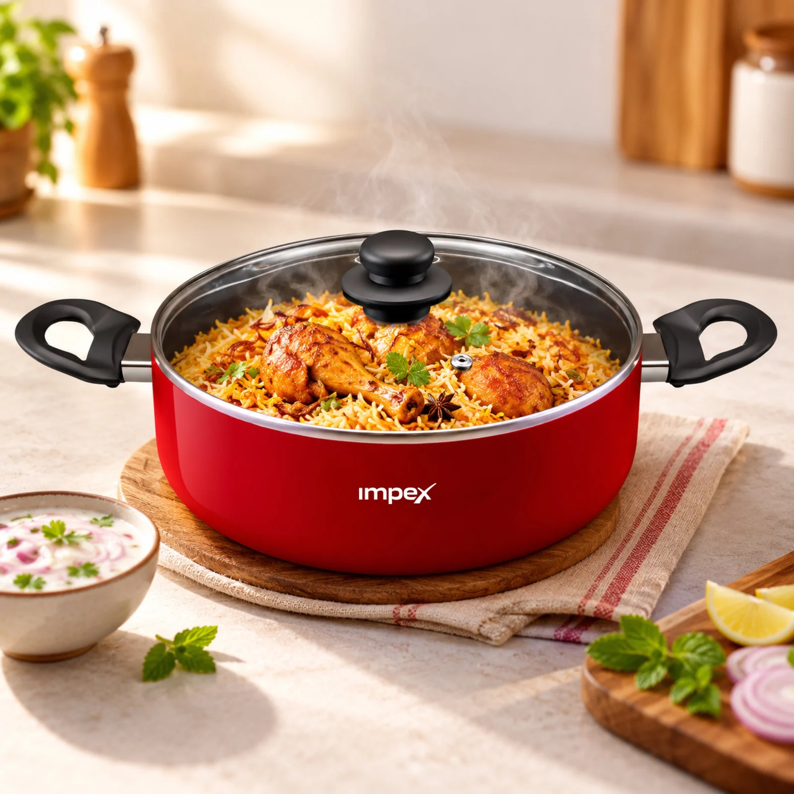 Impex Aluminium Nonstick Sauce Pan | High-Grade Teflon Coating | PFOA-Free | Induction Base | Tempered Glass Lid | Bakelite Handle | Dishwasher Safe | 1 Year Warranty