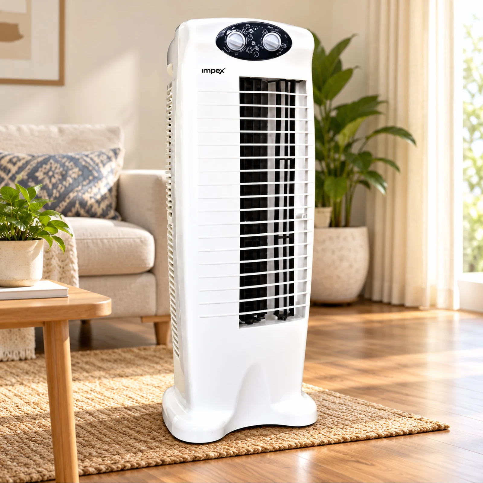 Impex TWISTER PLUS Tower Fan | 2250 m³/hr Air Delivery | 25 Feet Air Throw | 3 Speed Settings | 2-Way Air Deflection | 1200 RPM | Overheat Protection | 1 Year Warranty