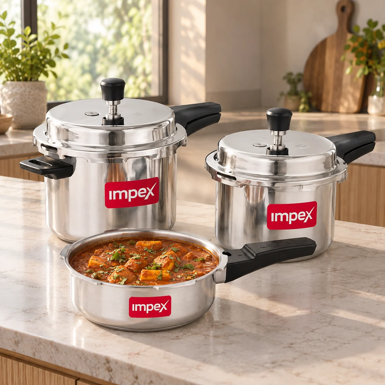 Impex ECO Aluminium Pressure Cooker Combo Set (2L, 3L & 5L) | Induction & Gas Compatible | ISI Certified | Super Virgin Aluminium | Outer Lid | 5 Year Warranty