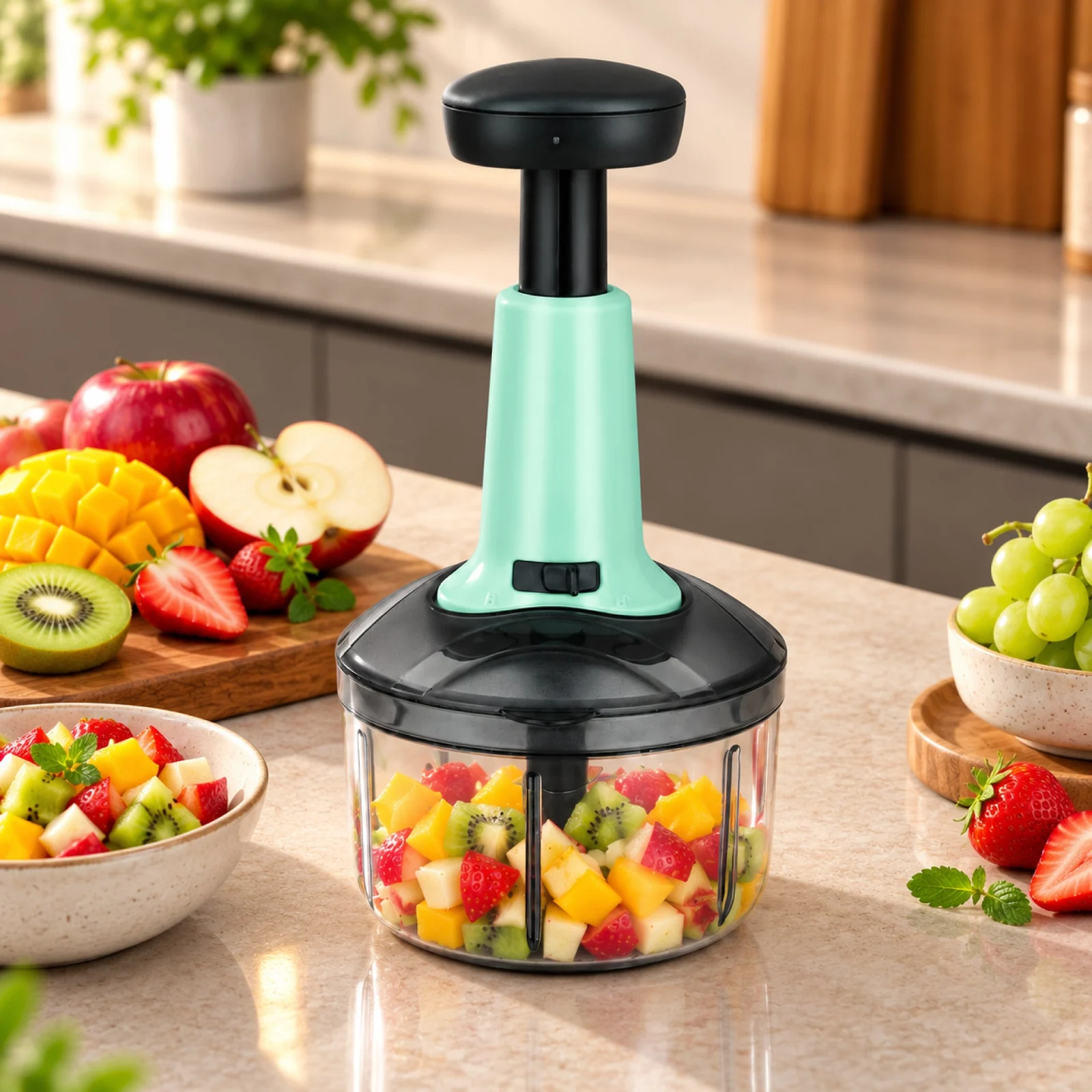 Impex STAR 650 Push Chopper with Stainless Steel Blade | Manual Vegetable & Fruit Chopper | Easy Push Mechanism