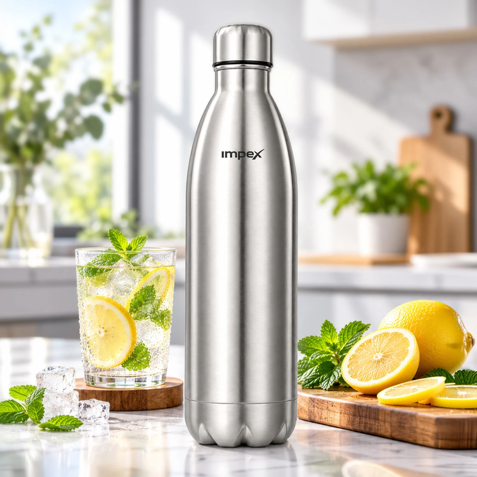 Impex Aqua Flask 1000 Vacuum Insulated Stainless Steel Flask | 1000ml | Hot & Cold | Double Wall | Slim Neck