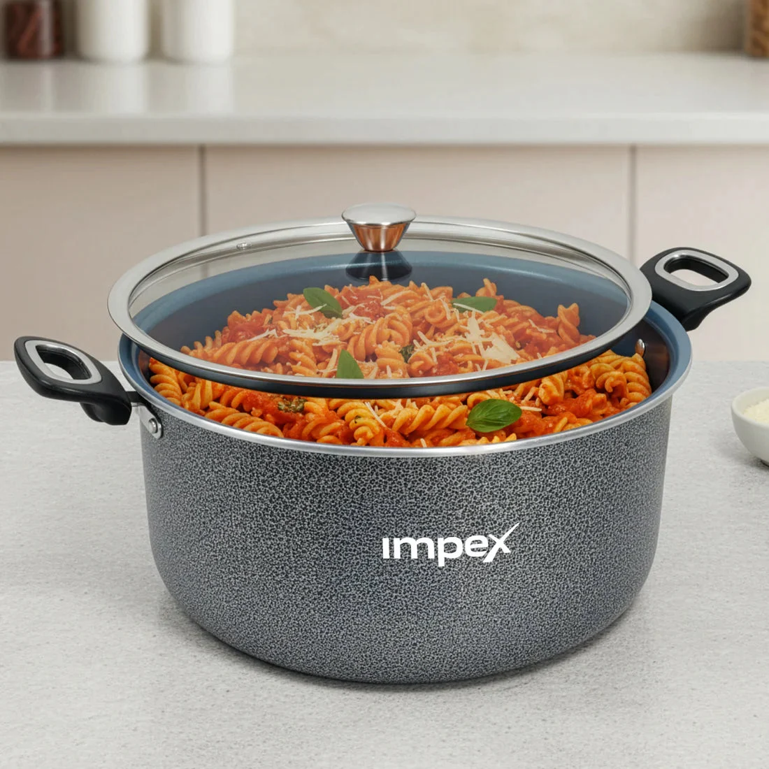 Impex Trucera 8L Ceramic Biriyani Pot With Lid (Grey) | All Stove Top| Non Stick | 2 Year Warranty