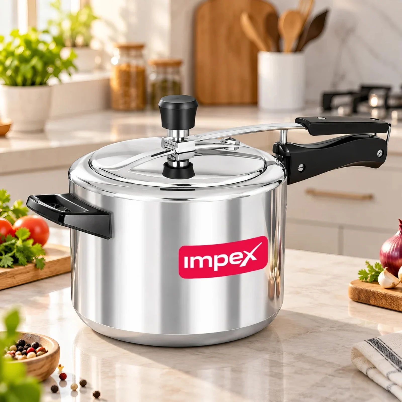 Impex INSTAR IB5M 5 Litre Aluminium Inner Lid Pressure Cooker | Induction & Gas Compatible | Virgin Aluminium | 5-Year Warranty