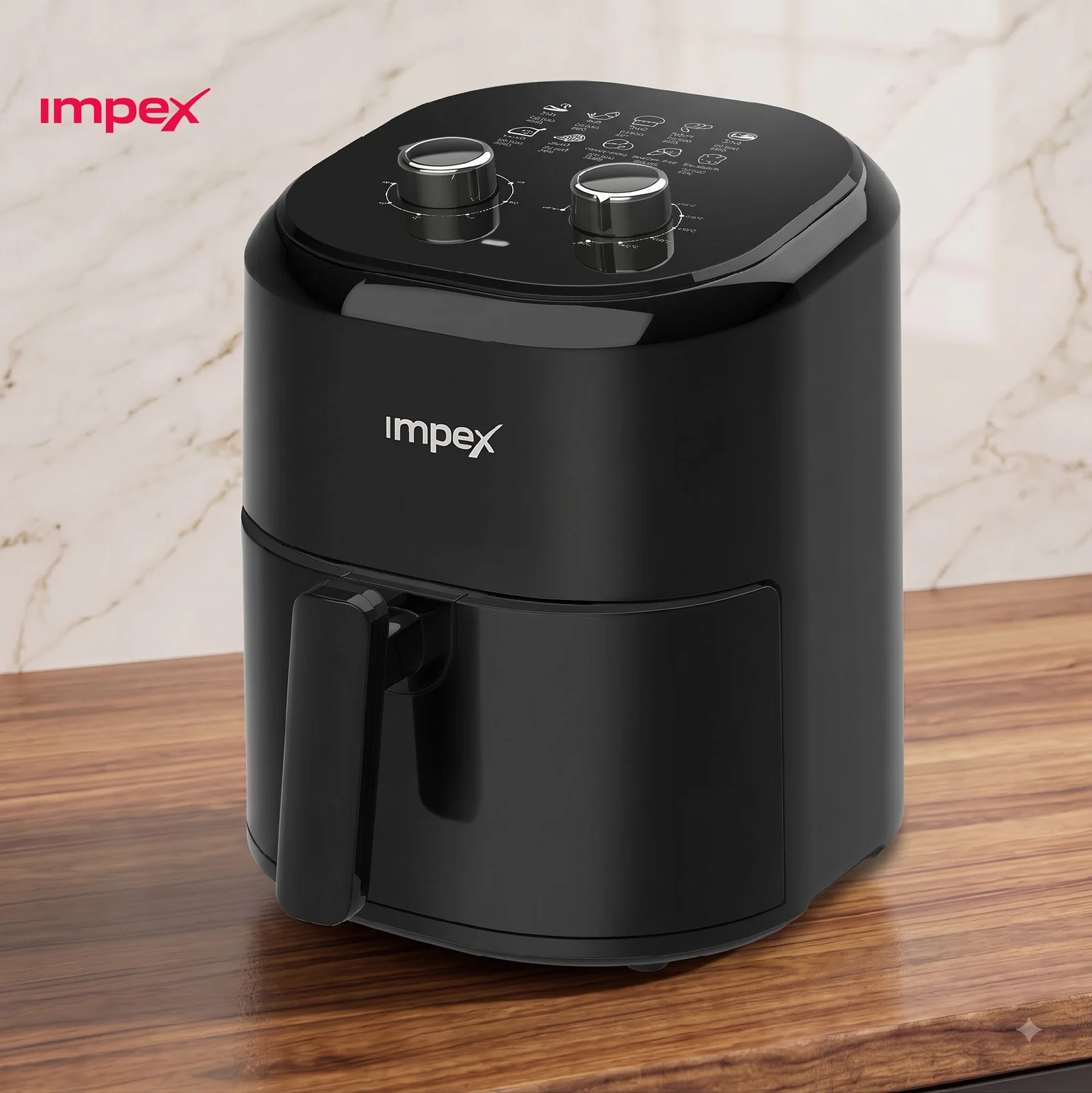 Impex Nutri Fry M45 4.5 L Air Fryer | 1200W | Oil-Free Cooking | 7 Cooking Functions | Cyclonic Airflow | Nonstick Basket | 80°C–200°C Temperature Control | 0–60 Min Timer | 2 Year Warranty