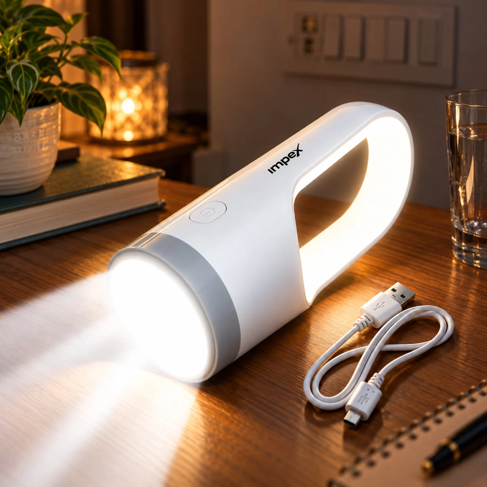 Impex LUMIN A0 Rechargeable LED Emergency Light | Torch & Lamp | 1800mAh Battery | USB Rechargeable