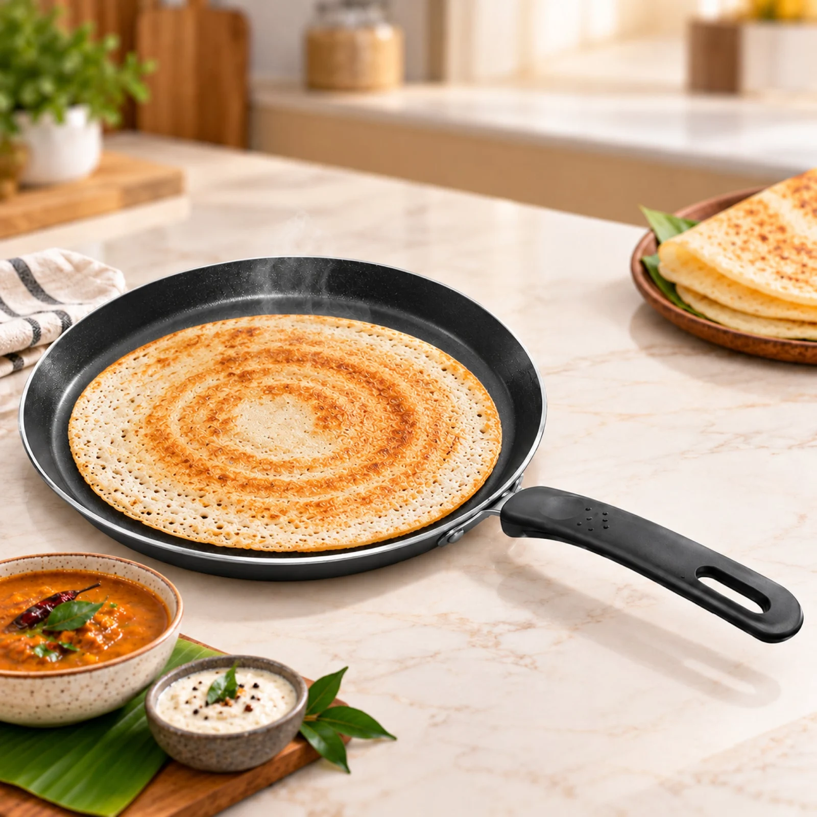 Impex ITP 26L 26 cm Tawa Pan with Induction Base | Non-Stick | Aluminium Body