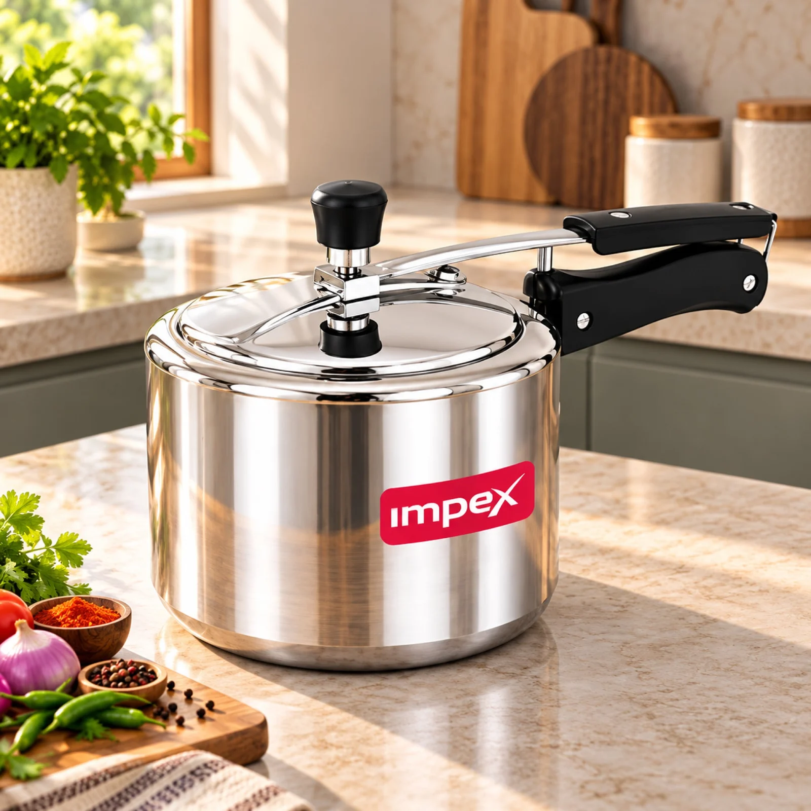Impex INSTAR IB3M 3 Litre Aluminium Inner Lid Pressure Cooker | Induction & Gas Compatible | Virgin Aluminium | 5-Year Warranty