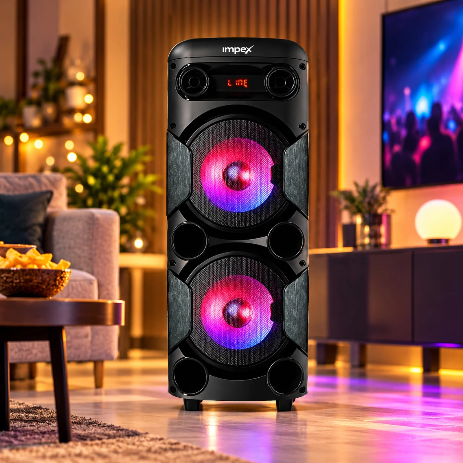 Impex TS-8001 Portable Trolley Speaker | 80W RMS | Bluetooth | Wireless Mic | USB/TF/FM/AUX | LED DJ Lights | Remote Control