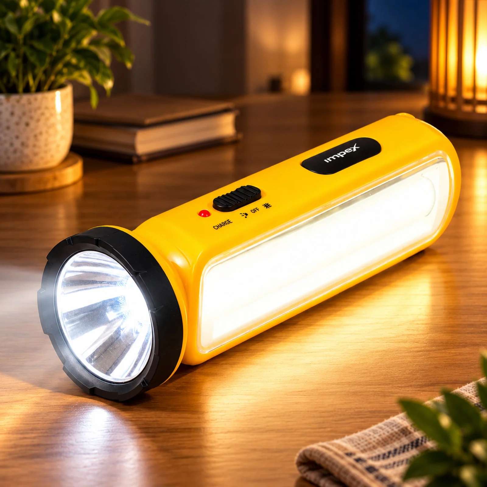 Impex LUMIN A2 Rechargeable LED Flashlight | Dual Torch & LED Lamp | 328 Lumens | Rechargeable Emergency Light