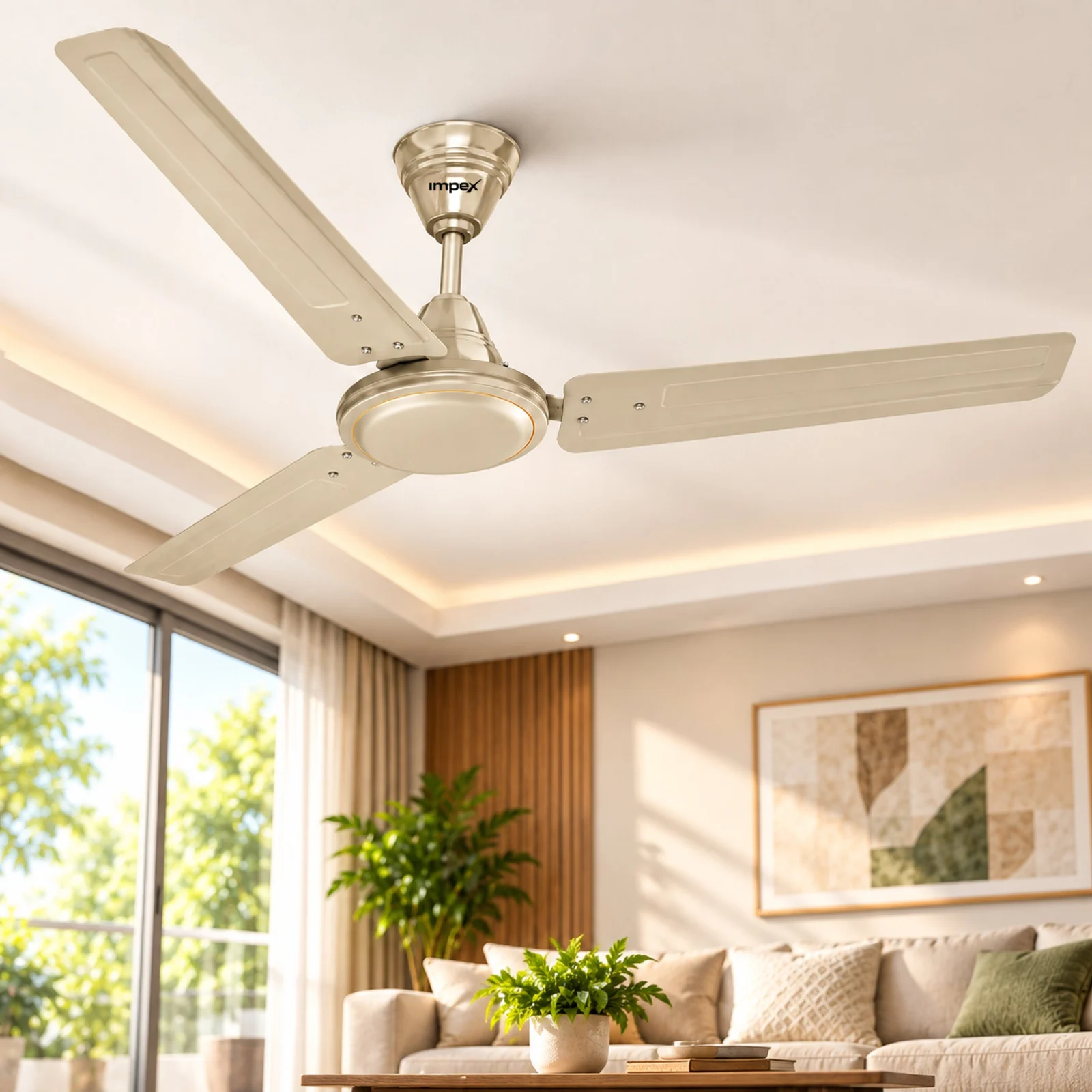 Impex Whizstar 1200mm Ceiling Fan | 50W | 400 RPM | 210 CMM Air Delivery | Double Ball Bearing | Ivory | 2 Year Warranty