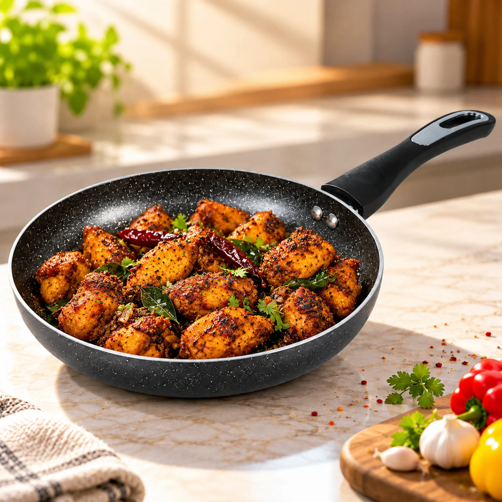 Impex Royal Granite Fry pan RFP24G | Non-stick | 5-Layer Granite Coating | Induction Base |1 Year Warranty
