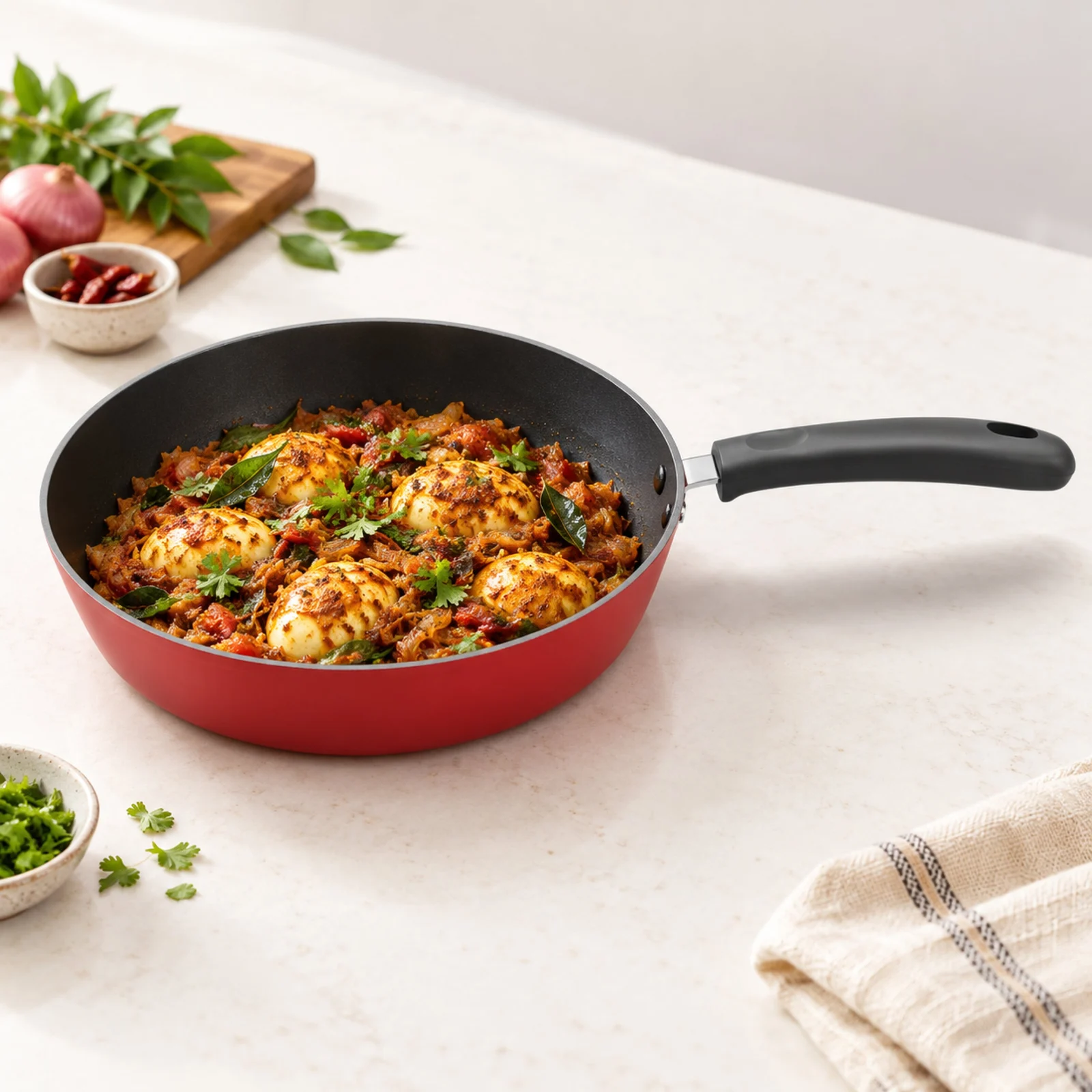 Impex IFP-2655 Premium Nonstick Aluminium Fry Pan | 26cm | 3-Layer Nonstick Coating | Induction & Gas Compatible | 3mm Thickness | Cool-Touch Bakelite Handle
