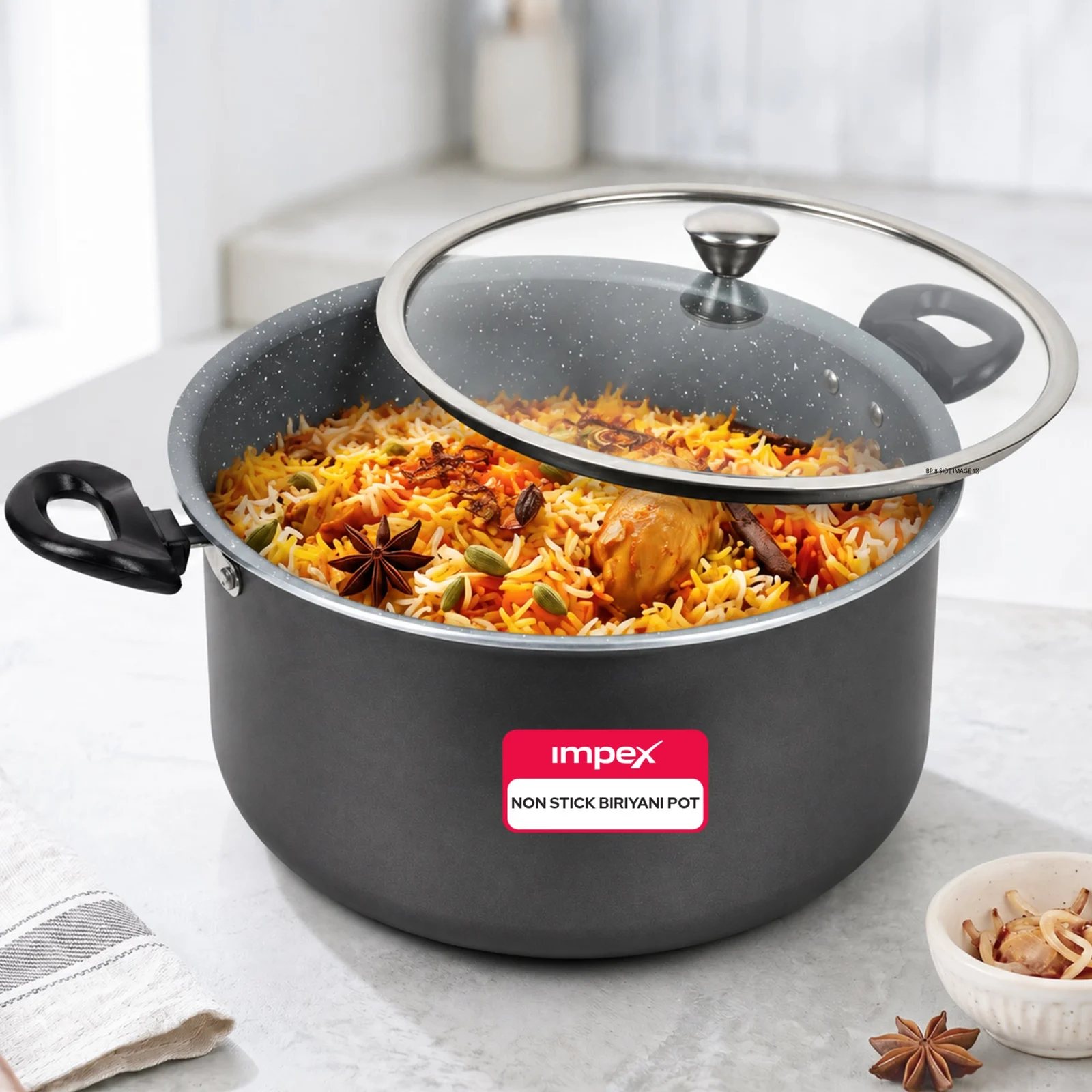 Impex Biryani Pot 8 Ltr With Glass Lid IBP8 | Non-Stick| Induction Friendly | 1 Year Warranty