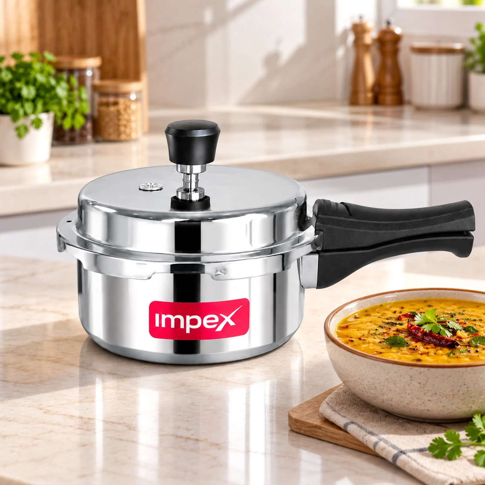 Impex ECO 2 Litre Aluminium Pressure Cooker | Gas & Induction Compatible | Fast Heating & Durable | 5 Year Warranty