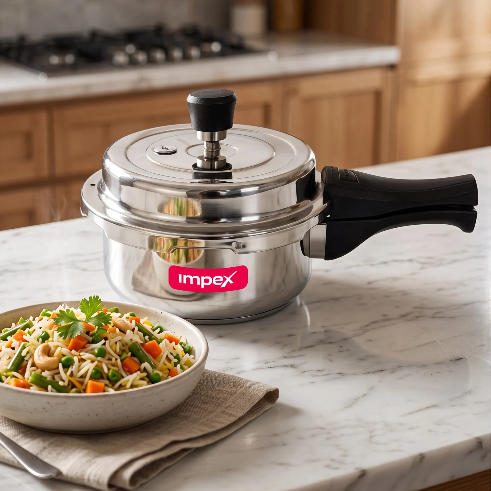 Impex EP 2 Litre Stainless Steel Pressure Cooker | Sandwich Bottom | Gas & Induction Compatible | 5 Year Warranty