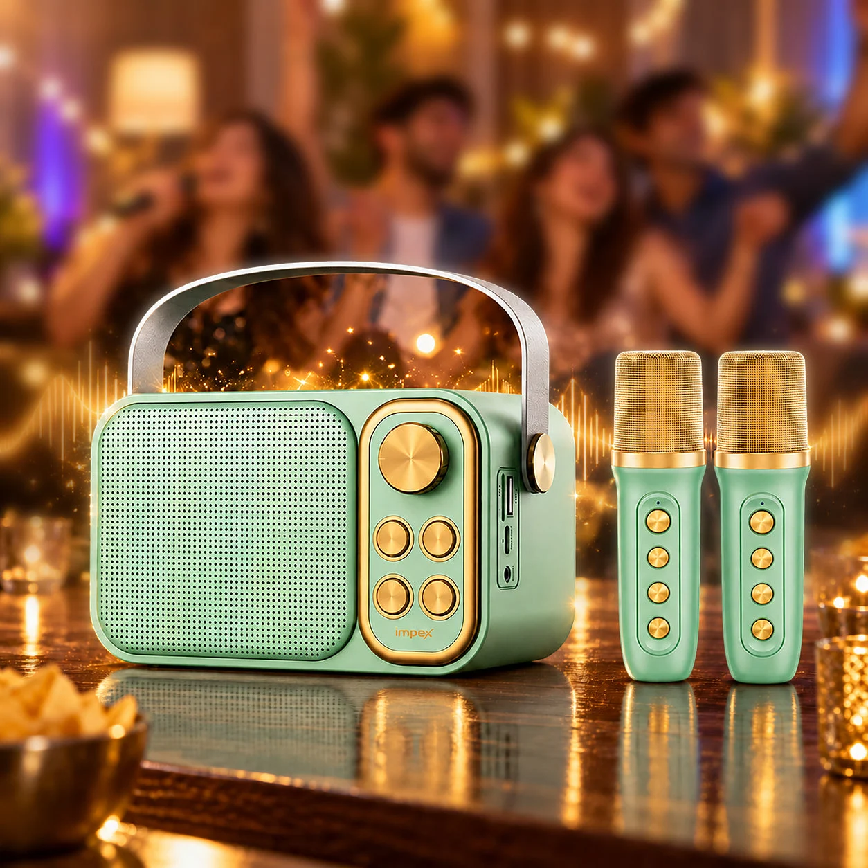 Impex KM-1302 Portable Bluetooth Karaoke Speaker | 2 Wireless Mics | 1-Year Manufacturing Warranty