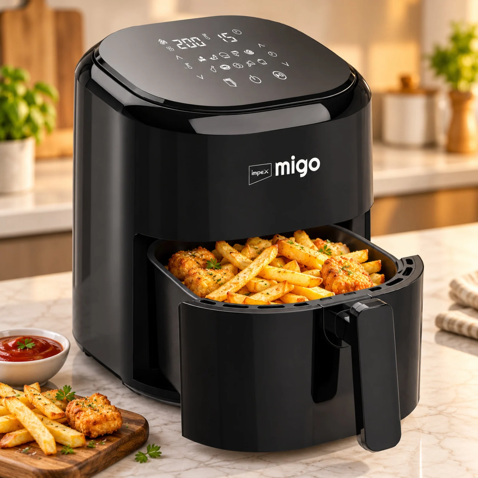 Impex MIGO NutriFry Smart Air Fryer 4.5L | 1200W | 10 Presets | Smart Touch Control | Oil-Free Cooking | 2-Year Warranty