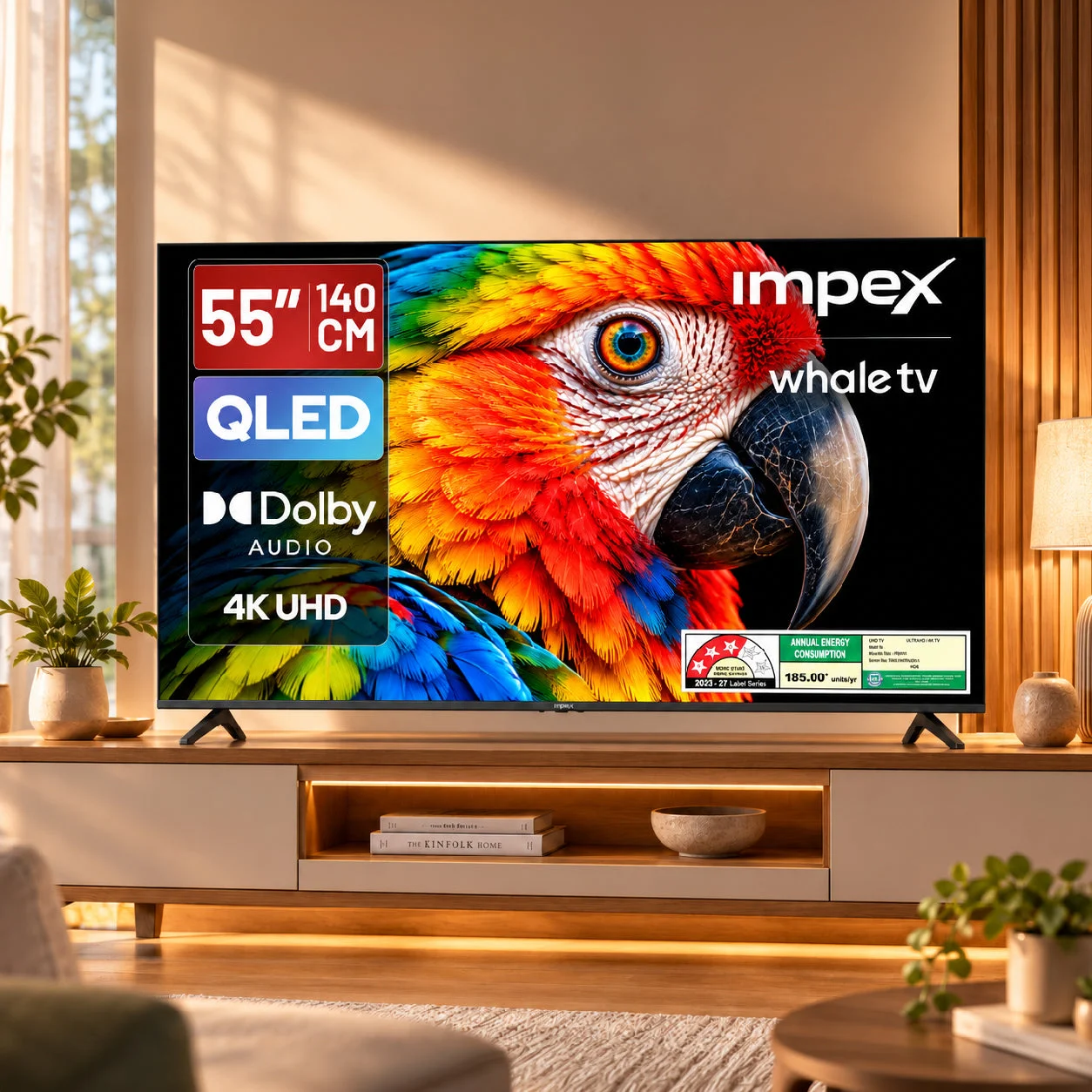 Impex QLED TV (WIOS 55A4QSK1) 55"4K UHD QLED TV | 3 YEAR WARRANTY | WHALE TV | VOICE REMOTE
