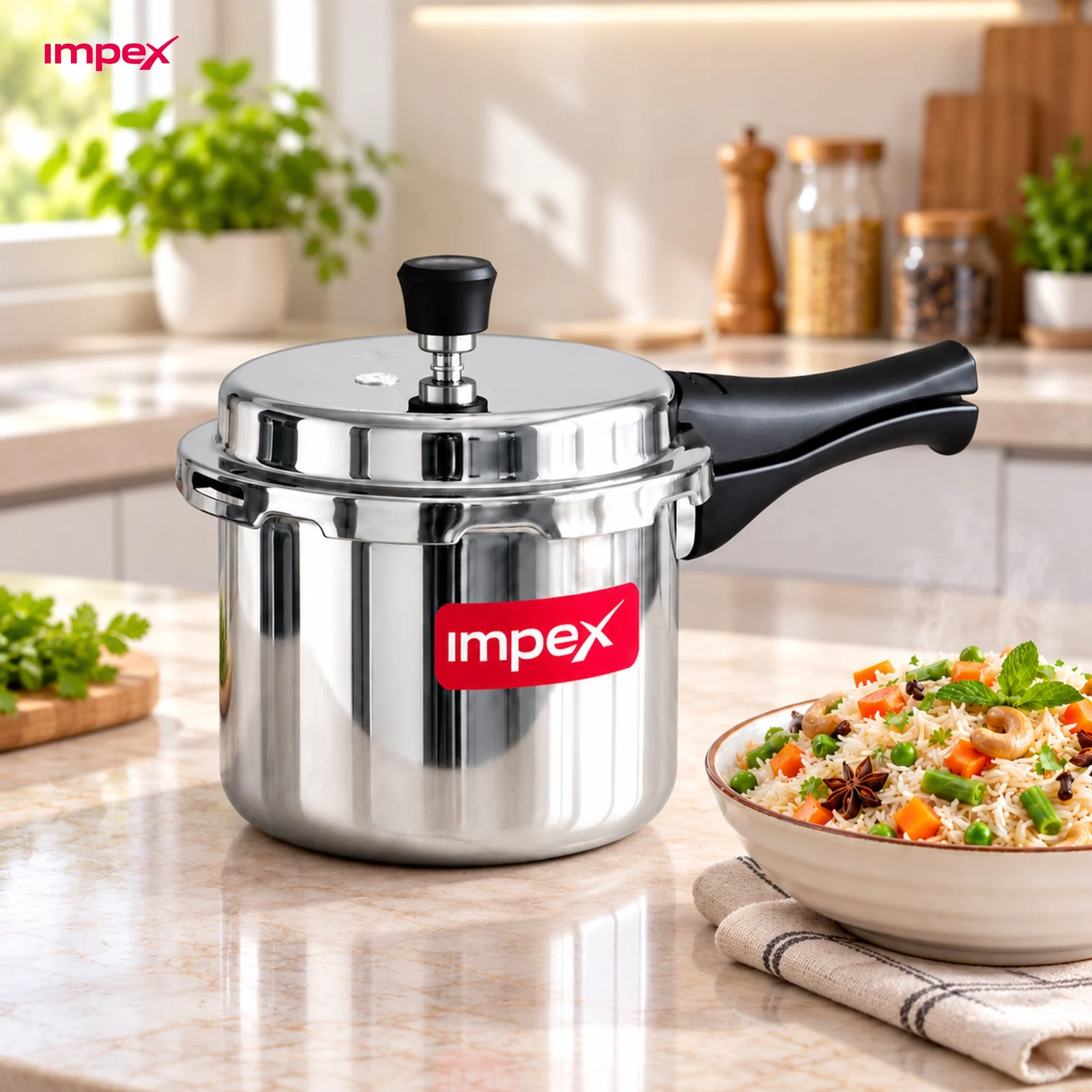 Impex ECO 3 Litre Aluminium Pressure Cooker | Gas & Induction Compatible | Fast Heating & Durable | 5 Year Warranty