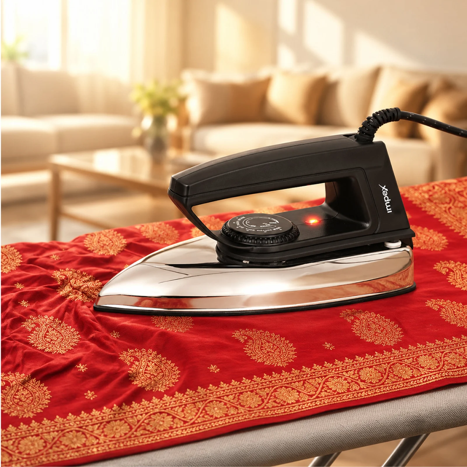 Impex Showy Plus Light Weight 1000 watts Dry Iron with Shock Proof Plastic Body | Non Stick Soleplate for Longer Durability |180° Swivel Cord | 2 Years Warranty