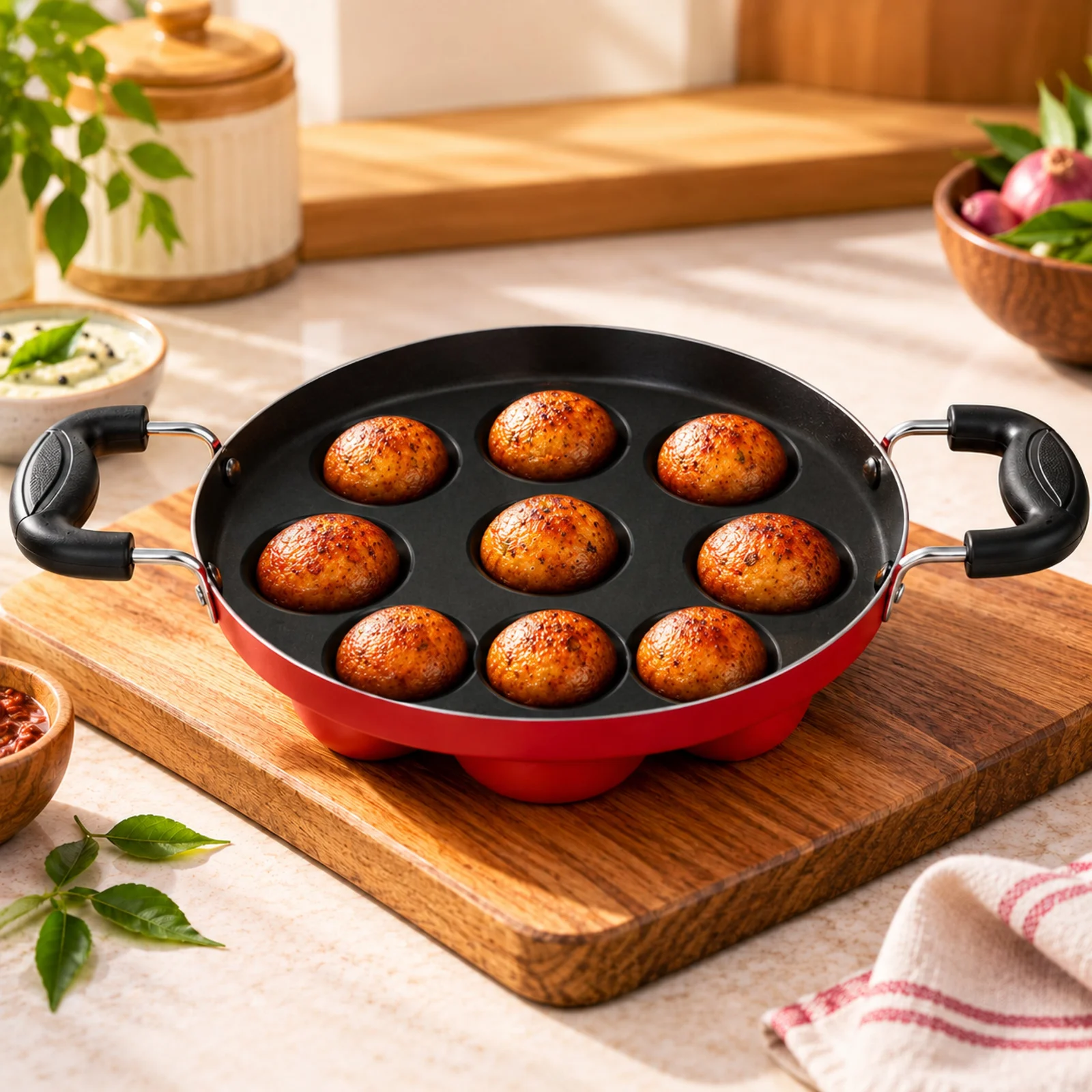 Impex Premium Nonstick Paniyarakkallu | Unniyappa Chatty | 9 Pits | High-Grade Nonstick Coating | Fast Heating | Easy to Clean | 1 Year Warranty
