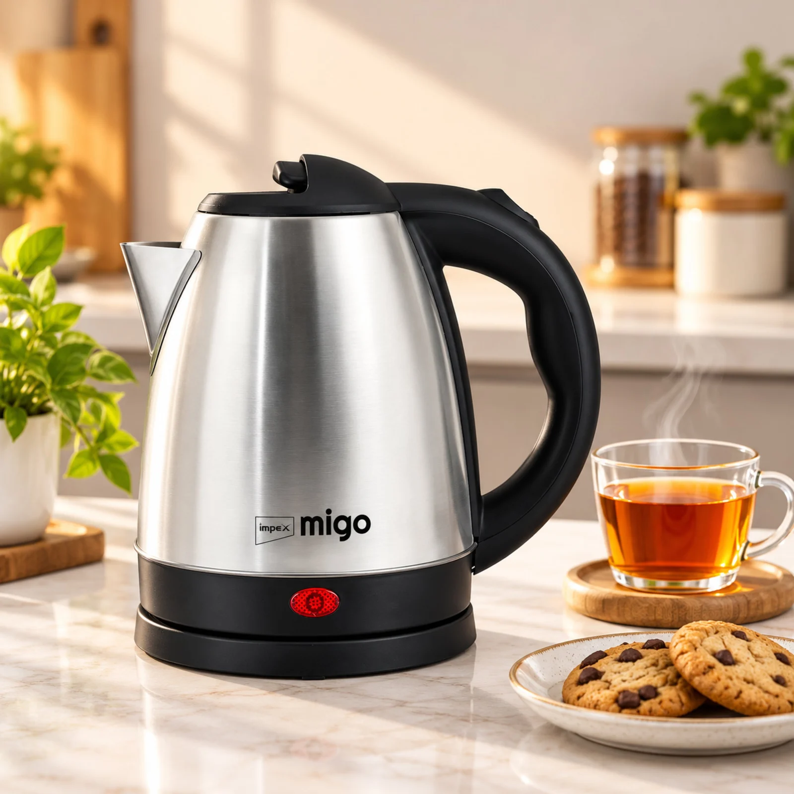 Impex MIGO BLAZE 1.5L Electric Kettle | 1500W | Cordless | Stainless Steel | Auto Shut-Off | 1 Year Warranty