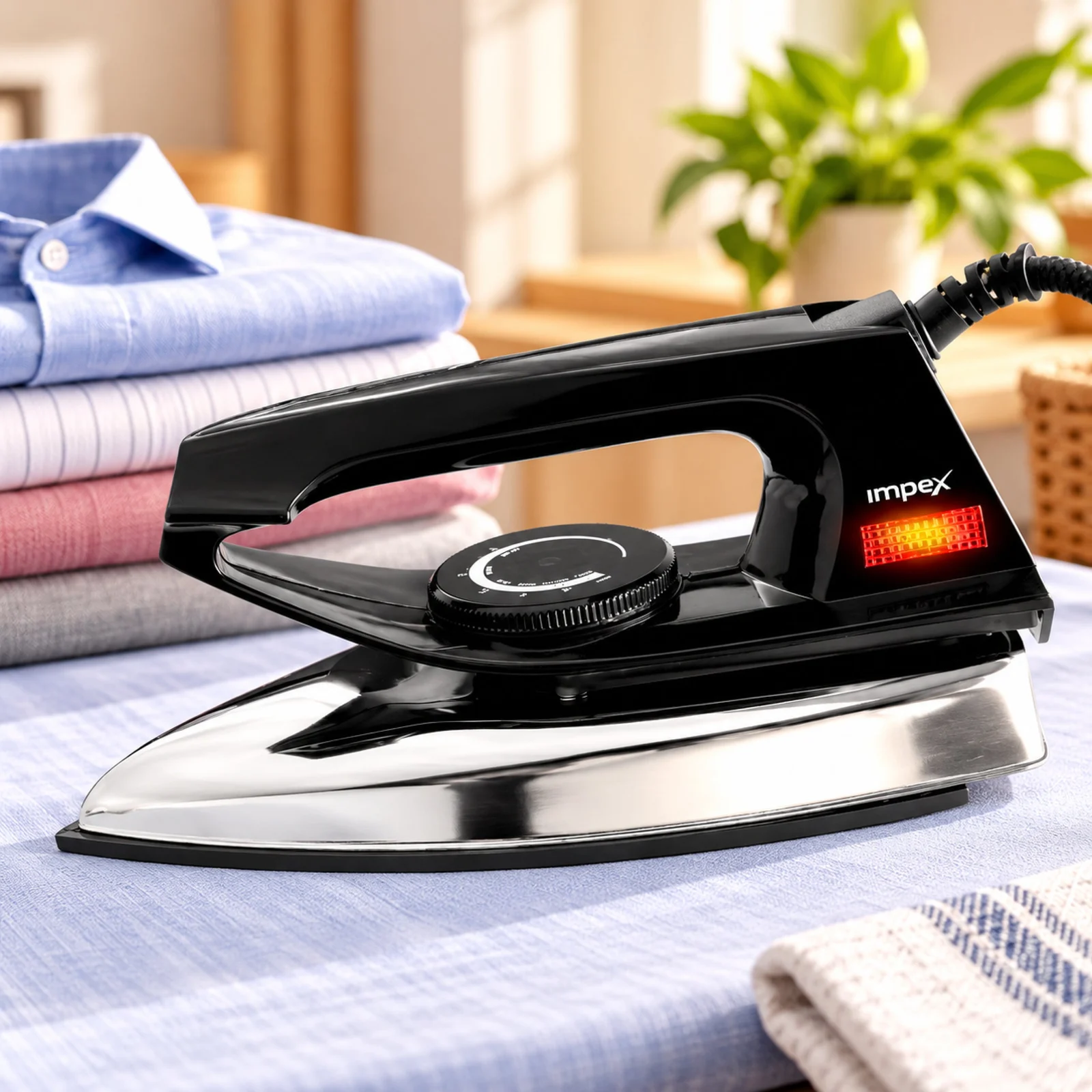 Impex Showy Light Weight Dry Iron | 750W | Nonstick Teflon-Coated Soleplate | 6 Temperature Settings | Automatic Thermostat | Lightweight Design | 2 Year Warranty
