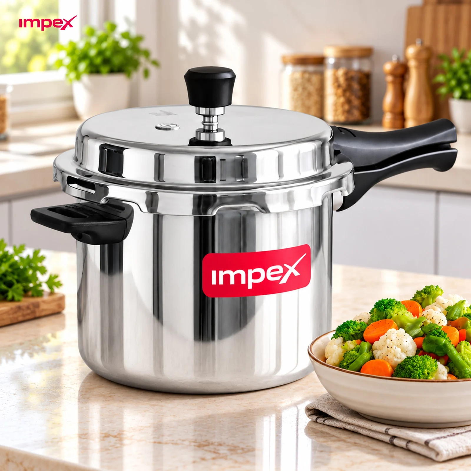 Impex ECO 5 Litre Aluminium Pressure Cooker | Gas & Induction Compatible | Fast Heating & Durable | 5 Year Warranty