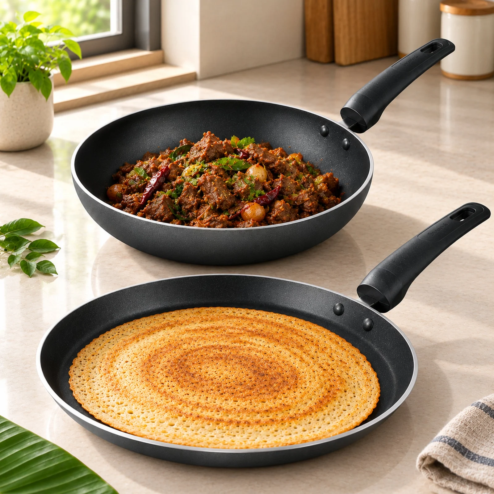 Impex NVTF 2624 Non-Stick Cookware Set | 26cm Fry Pan & 24cm Tawa | Induction Compatible | 1 Year Warranty