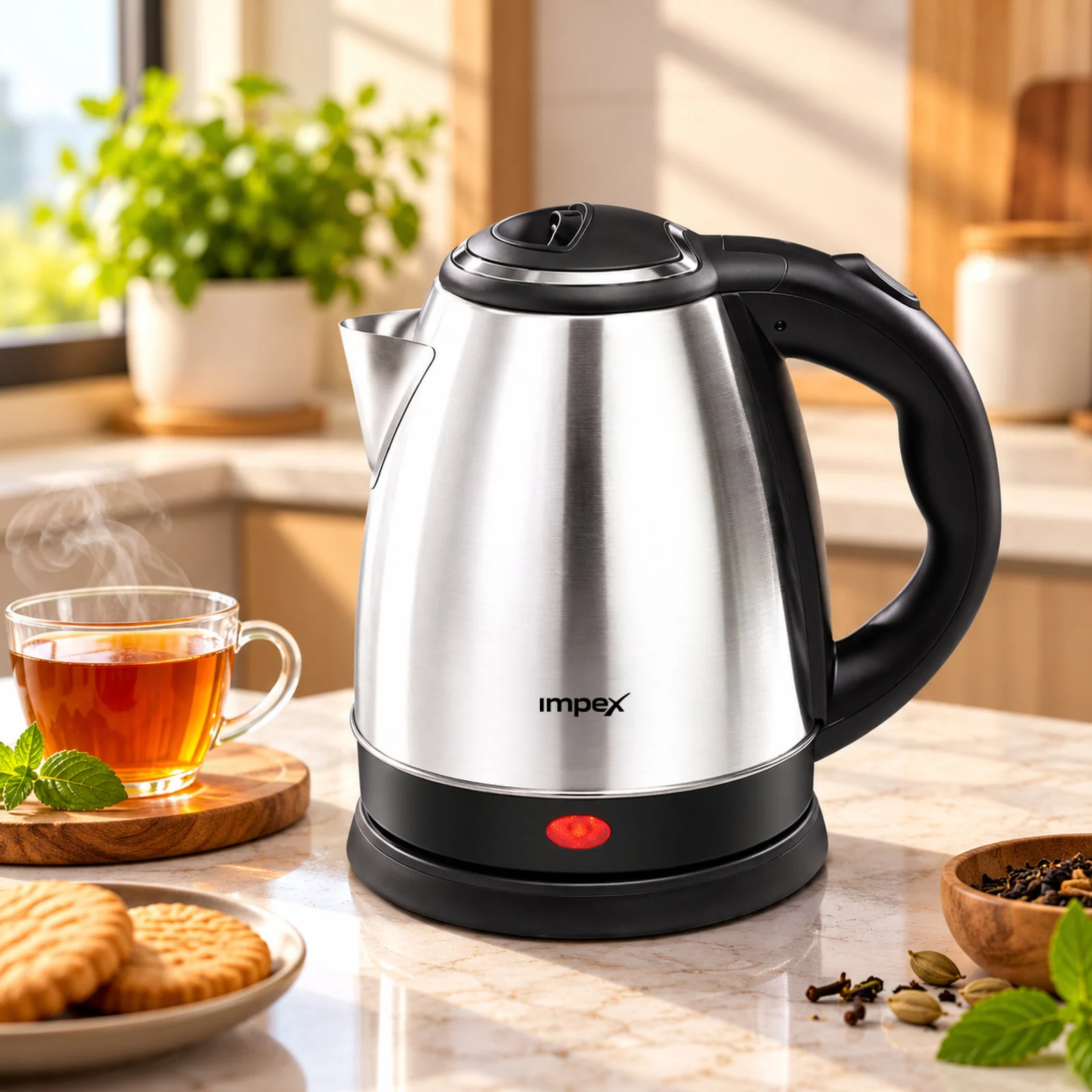 Impex STEAMER ST 1501 1.5L Stainless Steel Electric Kettle | 1500W | Overheat & Boil-Dry Protection