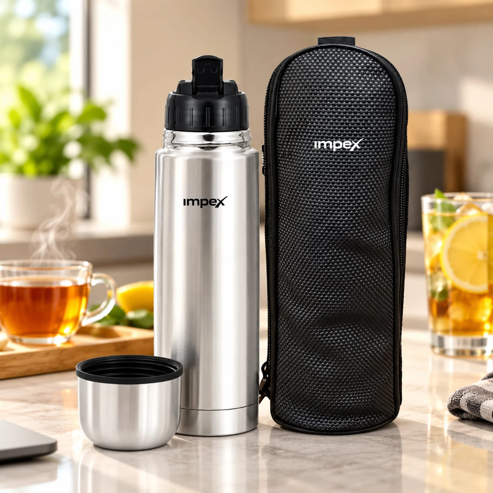 Impex IFK 1000F Thermosteel Flask | 1000 ml | Double Walled | Hot & Cold Compatible | with Flip Lid | 1-Year Warranty