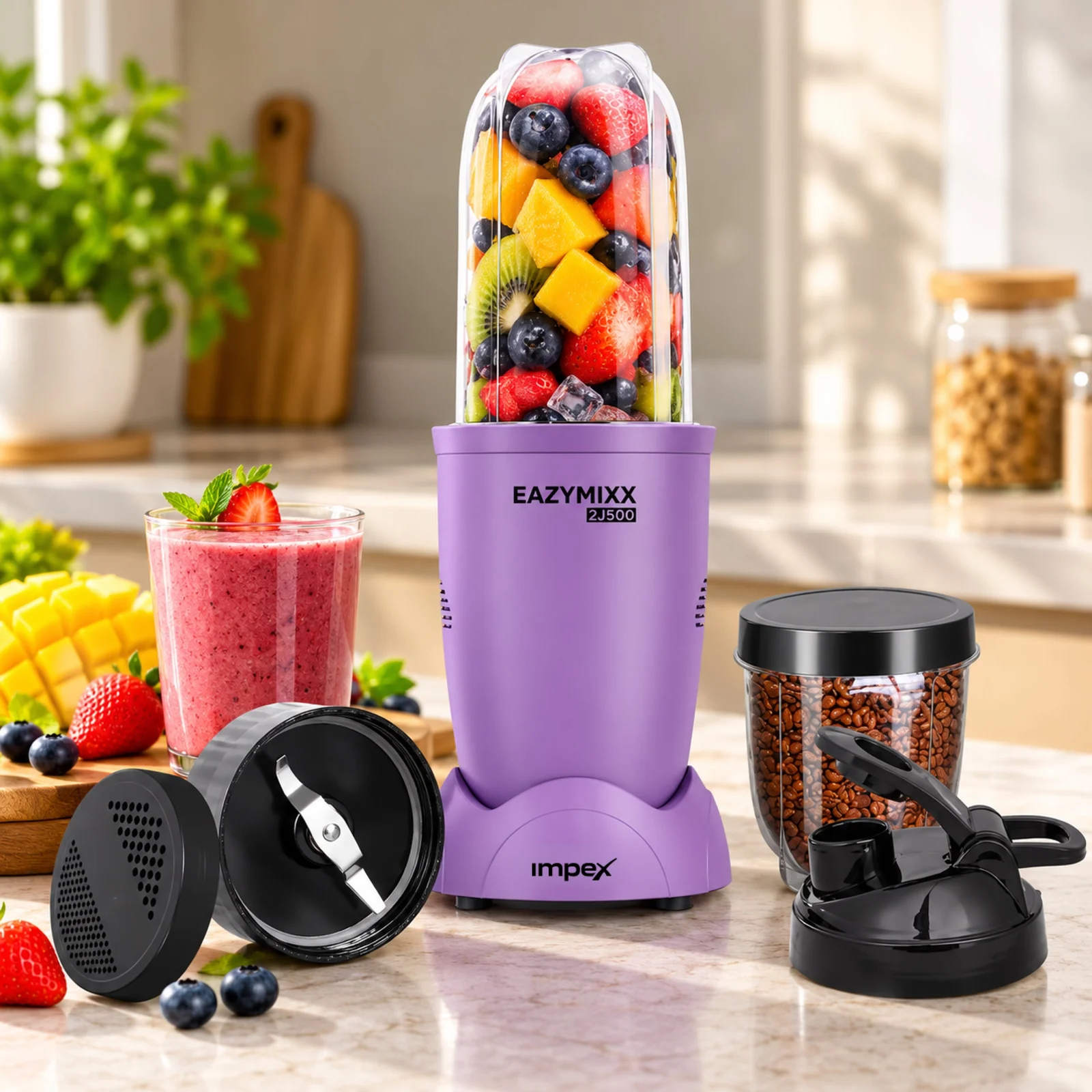 Impex EAZYMIXX 2J500 500W Blender (Lavender) | 22000 RPM | 100% Copper Motor | 2 Jars | 2 Year Warranty