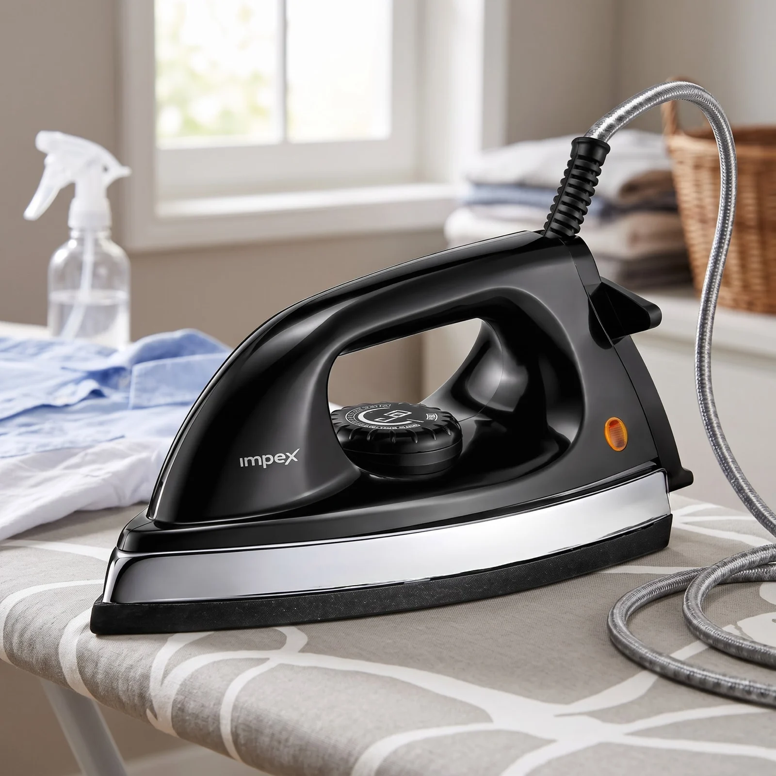 Impex ASTRO 1K2Y Medium weight 1000 watts Dry Iron with Shock Proof Plastic Body (Black) | Non Stick Soleplate for Longer Durability | 360° Swivel Cord | 2 Years Warranty