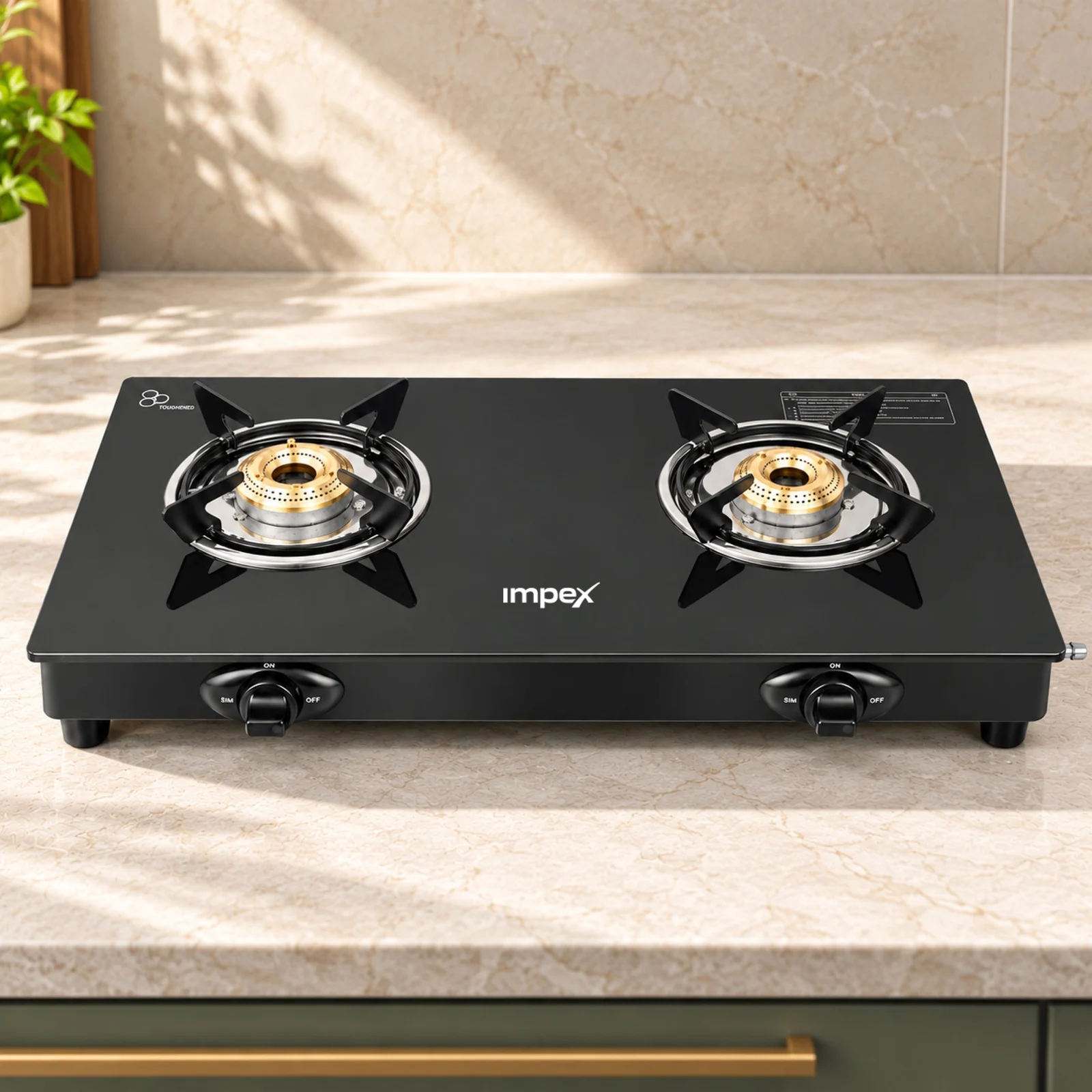 Impex SPECTA 2B NEO Glass Top Gas Stove | 2 Burner LPG Stove with Toughened Glass | Stainless Steel Body