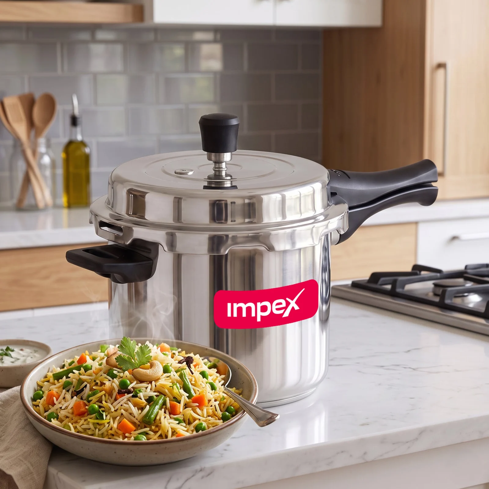Impex EP5 5 Litre Stainless Steel Pressure Cooker | Sandwich Bottom | Gas & Induction Compatible | 5 Year Warranty