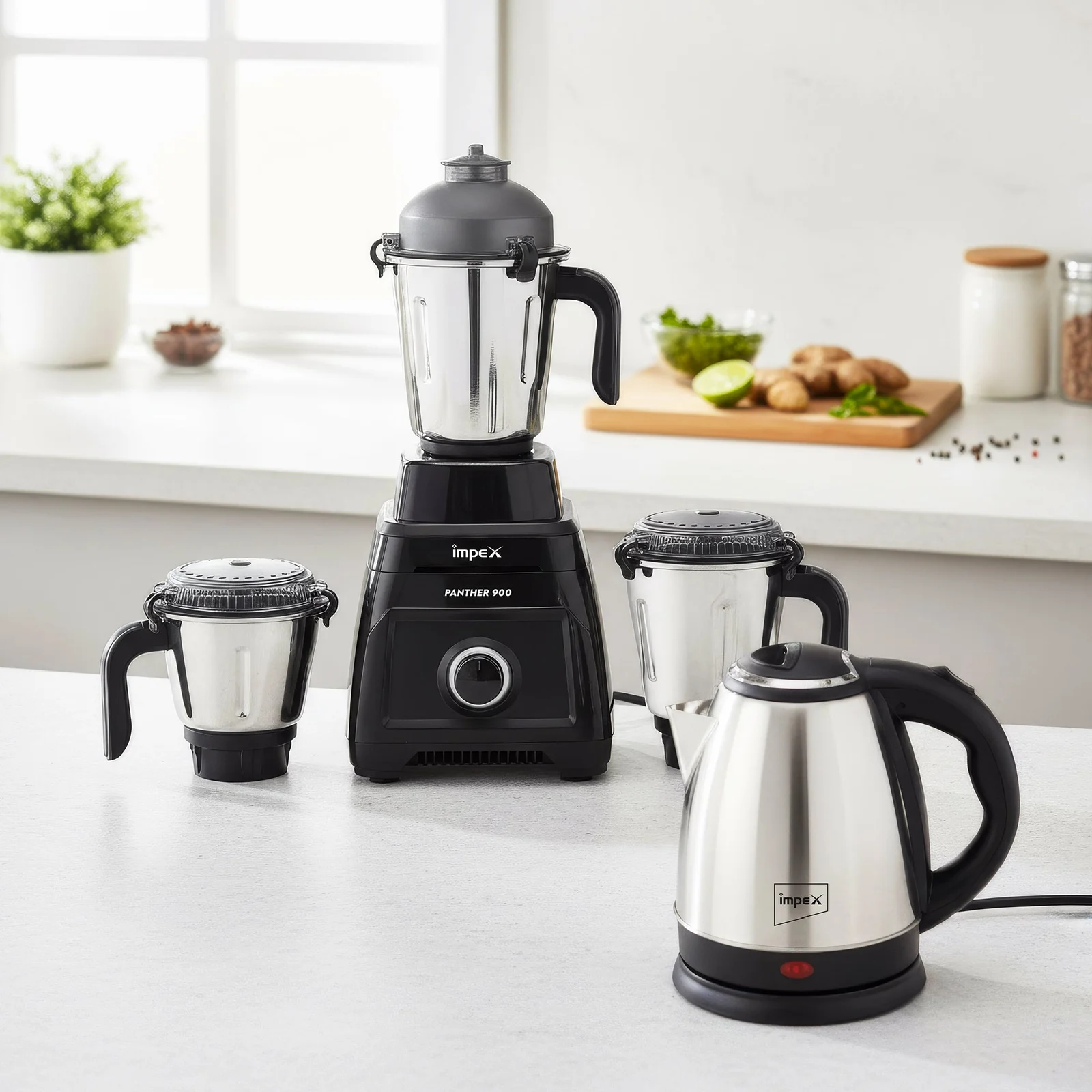 Impex 900W Mixer Grinder + 1.5L Electric Kettle Combo | 3-Jar Mixer Grinder | Powerful Motor | Rapid Boiling Kettle | Kitchen Essentials
