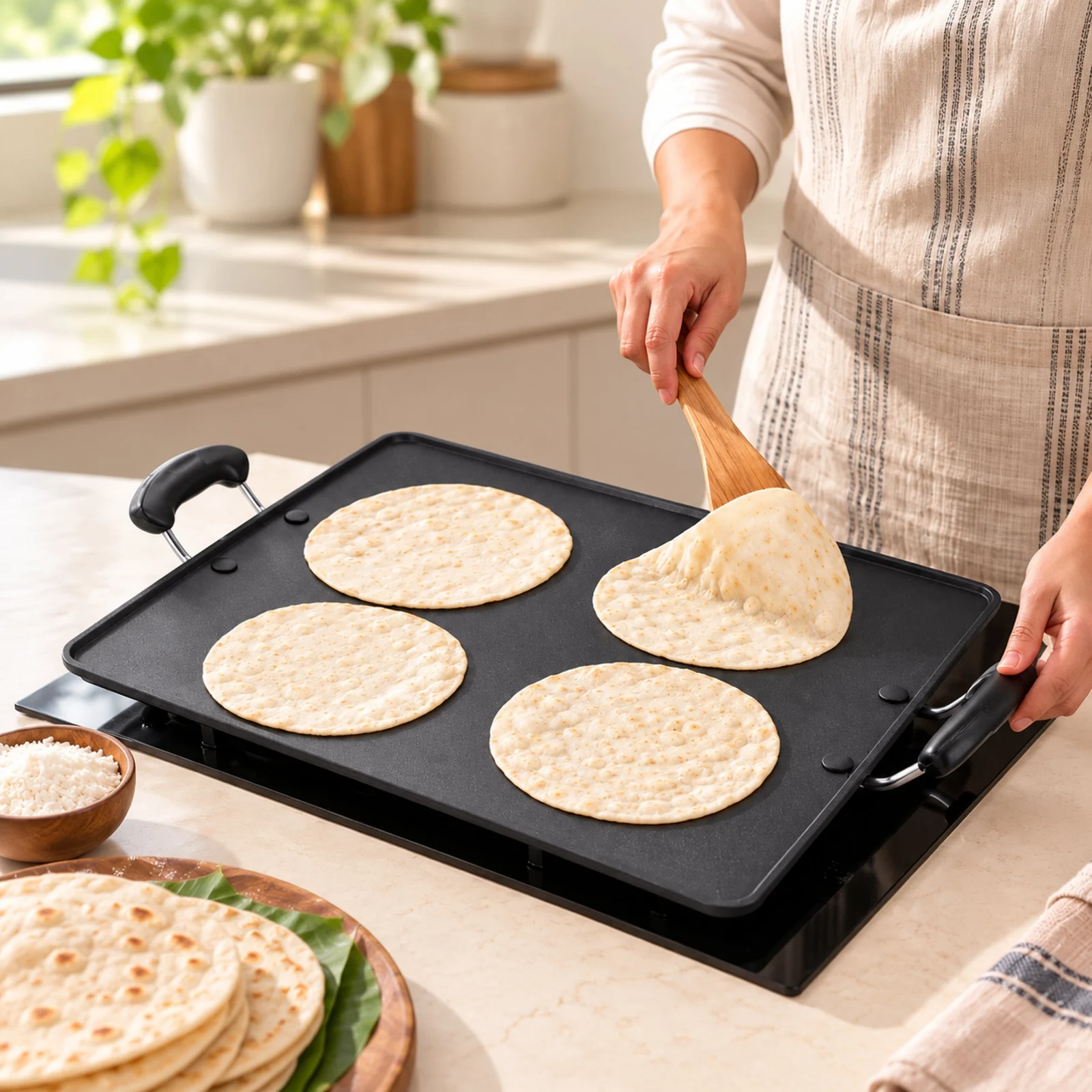 Impex IPT 3438 HV Nonstick Pathiri Tawa | Aluminium Body | 3 Layer Nonstick Coating | Stainless Steel Rivets | Heat Resistant Bakelite Handle | Induction Base