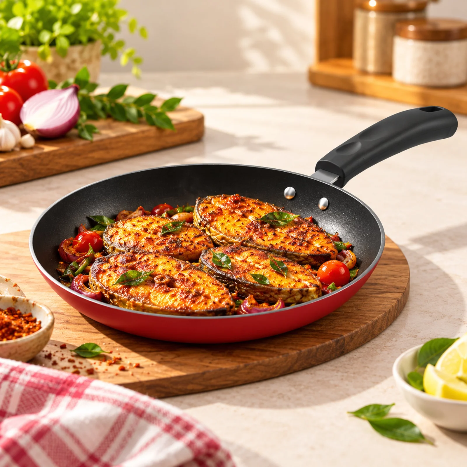 Impex IFP-2442 Nonstick Aluminium Fry Pan | 24cm | High-Grade Teflon Coating | PFOA-Free | Induction Base | Bakelite Handle | Dishwasher Safe